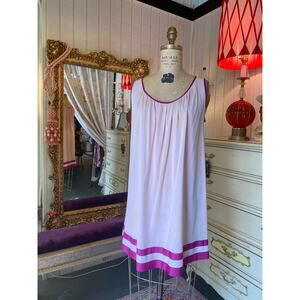 vintage 1960s pink and magenta striped nightgown 60s nightie medium mod lingerie